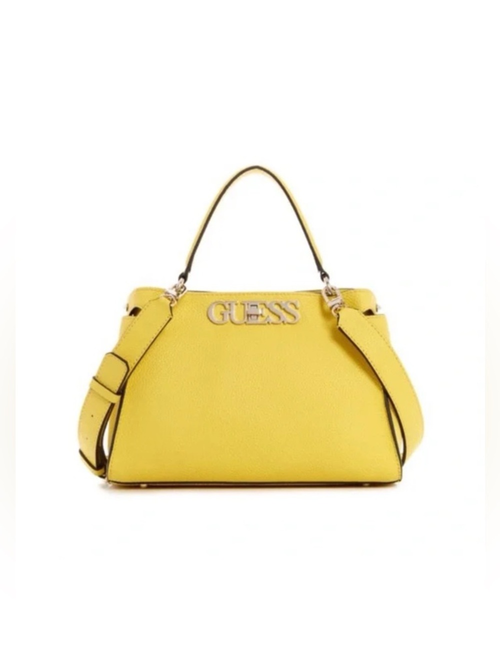 Guess Women's Uptown Chic Large Turnlock Satchel - Yellow *Stained on the back* - Picture 8 of 11